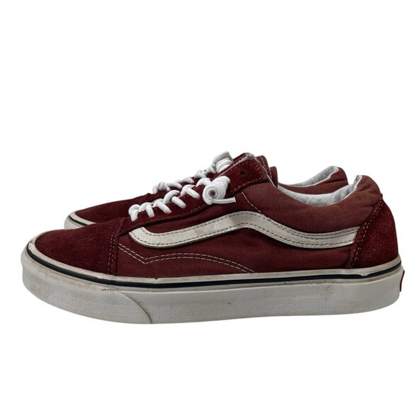 Vans Old Skool Skater Shoes Womens 8.5 Maroon Red Suede Canvas Low Top Sneaker - Picture 2 of 11